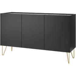 Buffet avec 3 portes - Noir, effet marbre noir et doré - piolun de Pascal Morabito