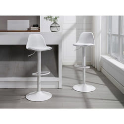 Vente-unique - Lot De 2 Tabourets De Bar En Polypropylène Et Métal - Hauteur Réglable - Blanc - Xafy