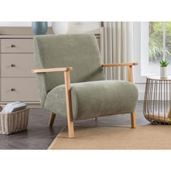 Fauteuil en tissu vert et bois JULOMO