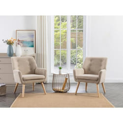 Fauteuil en tissu beige SERINO