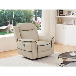 Fauteuil relax électrique en cuir beige ADELIO
