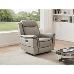 Fauteuil relax électrique en cuir gris clair ADELIO