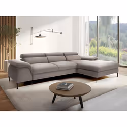 Canapé dangle droit convertible en velours taupe SEPINA de Pascal Morabito
