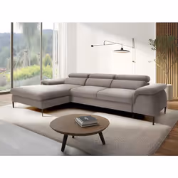 Canapé dangle gauche convertible en velours taupe SEPINA de Pascal Morabito