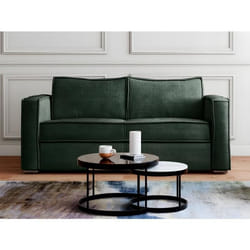Canapé 3 places convertible express en velours côtelé vert sapin - Couchage à lattes larges 140 cm - Matelas 14 cm LORETO