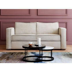 Canapé 3 places convertible express en velours côtelé beige - Couchage 140 cm - Matelas 18 cm LORETO