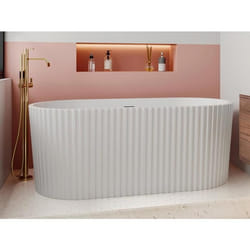 Baignoire îlot striée en acrylique - Blanc brillant - 220L - 150 x 75 x 58 cm - ALIENA
