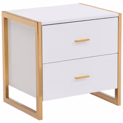La table de chevet OMBRELIA se distingue par son design épuré et ses touches dorés raffinés. Dotée de 2 tiroirs spacieux, ell ...