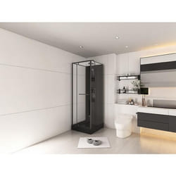 Cabine de douche installation réversible et hauteur ajustable - Noir - L90 x l90 x H213/232 cm - DAMILU