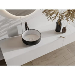 Vasque à poser ronde en céramique - Bicolore noir et blanc - 36 cm - KANELLE II