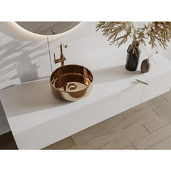Vasque à poser ronde en céramique - Effet cuivre - 36 cm - KANELLE II