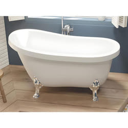 Baignoire îlot rétro avec pieds de lion argentés - 200 L - 145 x 74 x 77 cm - Blanche - NISOS II