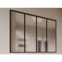 Verrière atelier en aluminium thermolaqué et verre dépoli - 120x105 cm - Noir - BAYVIEW