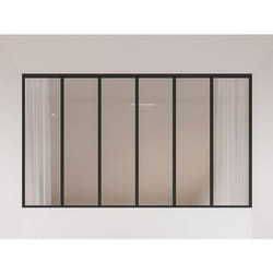 Verrière atelier en aluminium thermolaqué et verre dépoli - 180x105 cm - Noir - BAYVIEW