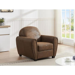 Fauteuil en microfibre aspect cuir vieilli club VICTORY III