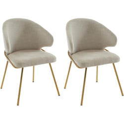 Lot de 2 chaises en tissu et métal doré - Beige - luxiva de Pascal Morabito