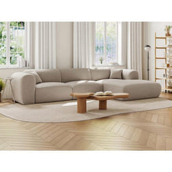 Vente-unique - Grand Canapé D'Angle Droit En Tissu Chiné Beige Pogni De Maison Céphy