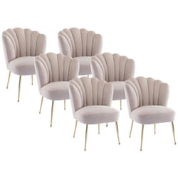 Lot de 6 chaises en velours et acier doré - Beige - ruty de Pascal Morabito