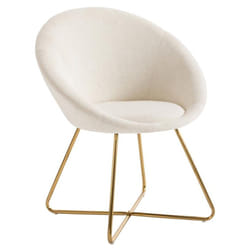 Chaise en tissu bouclette et métal doré - Blanc - BURBAN