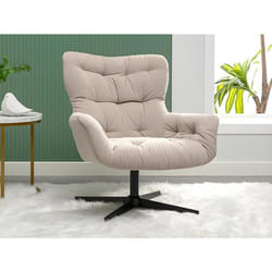 Fauteuil pivotant en tissu beige OPHELIE