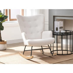 Fauteuil à bascule en tissu chiné beige ELMINA II