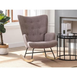Fauteuil à bascule en tissu chiné taupe ELMINA II