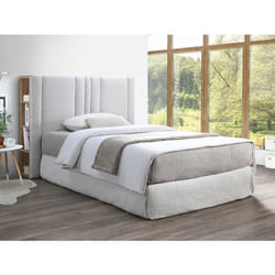 Vente-unique - Tête De Lit Avec Rangements 140 Cm - Tissu - Gris Clair Et Naturel - Siveri