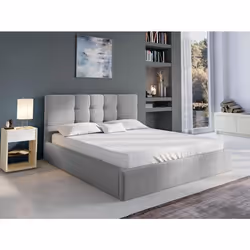 Lit coffre 180 x 200 cm - Tissu - Gris + Matelas - ELIAVA de Pascal Morabito