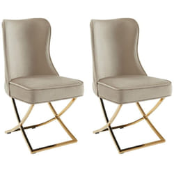 Lot de 2 chaises en velours et acier inoxydable doré - Beige - marelano de Pascal Morabito