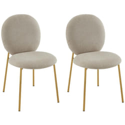 Lot de 2 chaises en tissu et métal doré - Beige - astrena de Pascal Morabito