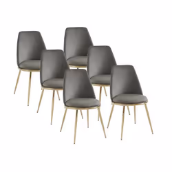 Lot de 6 chaises en velours et métal doré - Gris - NEBINA de Pascal MORABITO