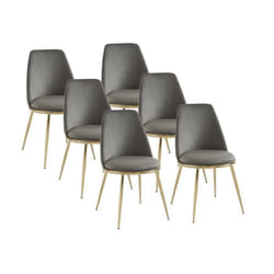 Lot de 6 chaises en velours et métal doré - Gris - NEBINA de Pascal MORABITO