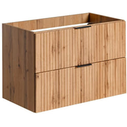 Vente-unique - Meuble sous vasque suspendu strié - Naturel clair - L80 cm - zevara
