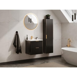 Colonne de salle de bain suspendue striée - Noir - H140 cm - ZEVARA