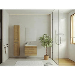 Colonne de salle de bain suspendue - 6 étagères - Coloris naturel clair - KAYLA