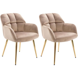 Pascal Morabito - Lot de 2 chaises avec accoudoirs - Velours et métal doré - Beige - pega de