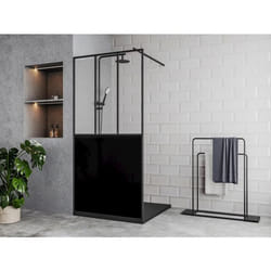 Paroi de douche à litalienne style atelier - Noir mat - 100 x 200 cm - URBANIK