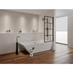 Pare baignoire pivotant style industriel - 70 x 140 cm - Noir mat - Verre - RIVANON
