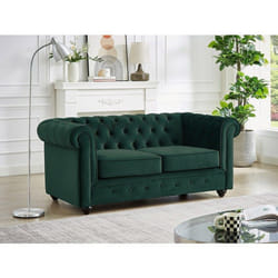 Vente-unique - Canapé 2 Places En Velours Vert Chesterfield