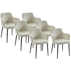 Lot de 6 chaises en velours côtelé et métal - Crème - celola de Pascal Morabito