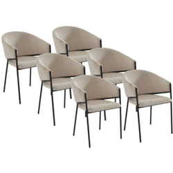Lot de 6 chaises avec accoudoirs en velours côtelé et métal noir - Crème - ordida de Pascal Morabito