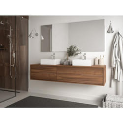 Meuble sous vasque suspendu - Coloris naturel foncé - L150 cm - ISAURE II