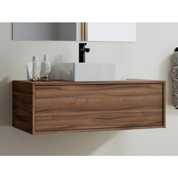 Meuble sous vasque suspendu - Coloris naturel foncé - 94 cm - TEANA II