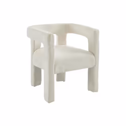 Chaise avec accoudoirs en tissu bouclette et métal - Blanc - SOFANA de Pascal MORABITO