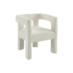 Chaise avec accoudoirs en tissu bouclette et métal - Blanc - SOFANA de Pascal MORABITO