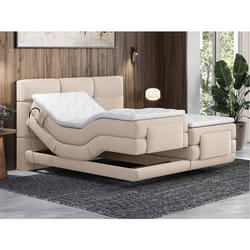 Vente-unique - Ensemble Complet Boxspring Tête De Lit Capitonnée + Sommiers Relaxation Électrique + Matelas + Surmatelas - 2 X 80 X 200 Cm - Tissu - Beige - Lodi De Palacio
