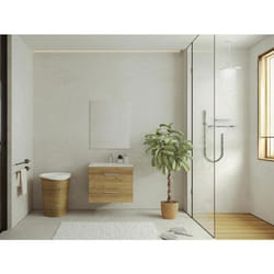 Meuble de salle de bain suspendu avec simple vasque - Coloris naturel clair - 60 cm - KAYLA