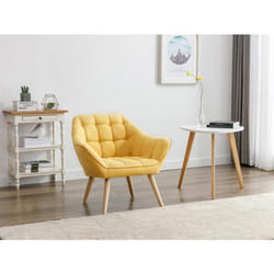 Fauteuil en tissu jaune moutarde CASERTA