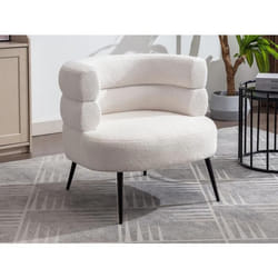 Fauteuil en tissu bouclette blanc CAMEDO