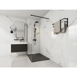Receveur de douche extra plat à poser ou à encastrer recoupable en résine SMC - Noir - 120 x 90 cm - MIRNOSA